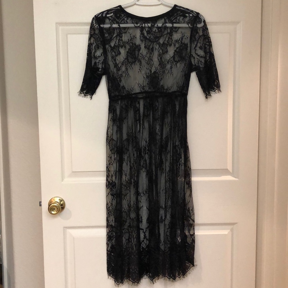 Black lace see through dress